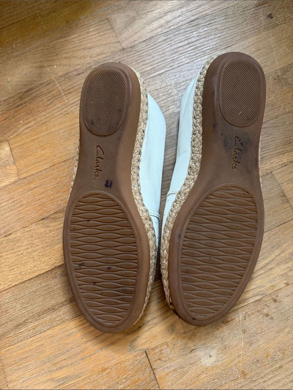 Clarks White Perforated Espadrille Flats